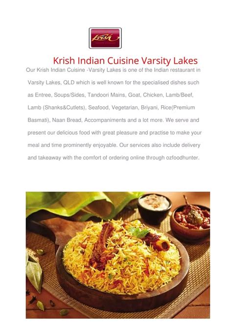 PPT - 15% Off - Krish Indian Cuisine Varsity Lakes menu, QLD PowerPoint ...