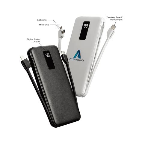 10000mah Power Bank Integrated Cables Custom Power Banks Promorx