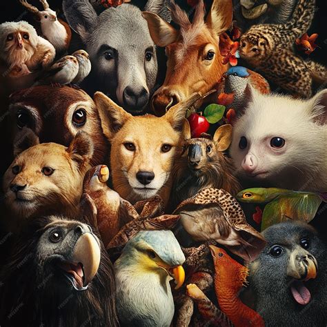 A bunch of animals that are all together | Premium AI-generated image