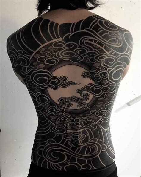 Oriental Black Sky On Full Back Japanese Cloud Tattoo Japanese Tattoos