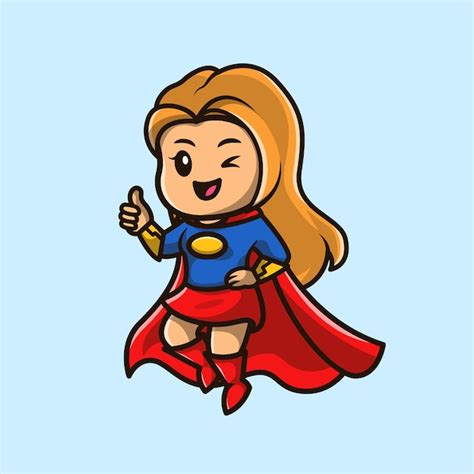 Free Vector | Cute super hero girl cartoon icon illustration.