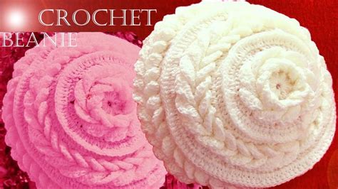 Gorro Boina Tejido En Punto De Flor Con Hojas Dobles A Crochet O