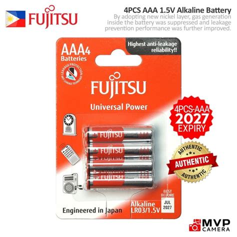 Fujitsu Aaa Alkaline Battery Lr 03 15volts Aaa Lr03 Disposable Heavy Duty Mvp Camera Lazada Ph