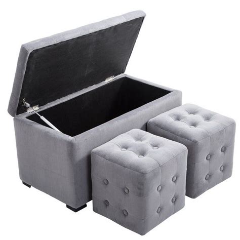 Hall 3 Piece Nesting Tufted Storage Ottoman Set Storage Ottoman Bench Tufted Storage Ottoman