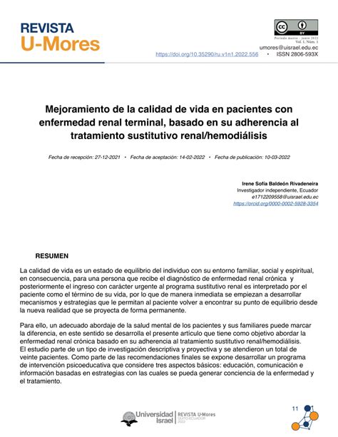 Pdf Mejoramiento De La Calidad De Vida En Pacientes Con Enfermedad