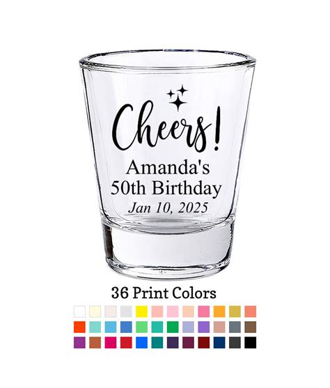 Cheers 50 Birthday Personalized Shot Glasses Birthday Favors