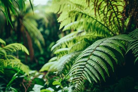 Premium AI Image | Elevated view of ferns growing in tropical forest