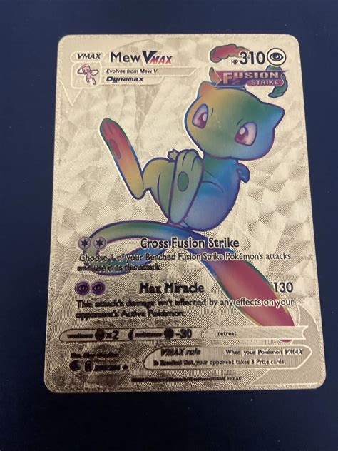 Mavin Pokemon Rainbow Mew Vmax Gold Foil Fan Art Card