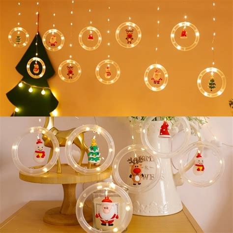 Christmas Curtain String Lights Icicle Light String Santa Claus Snowman