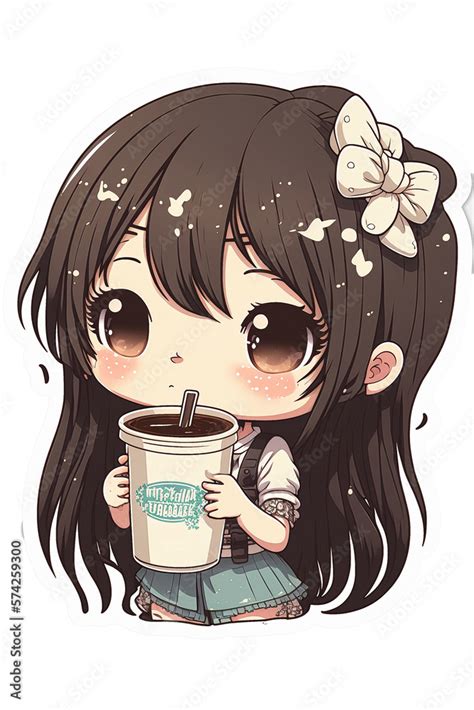 Anime Girl Drinking Coffee