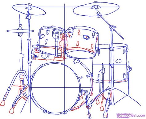 How To Draw A Drum Set Drums Step 5 Drum Tattoo Drum Drawing Step