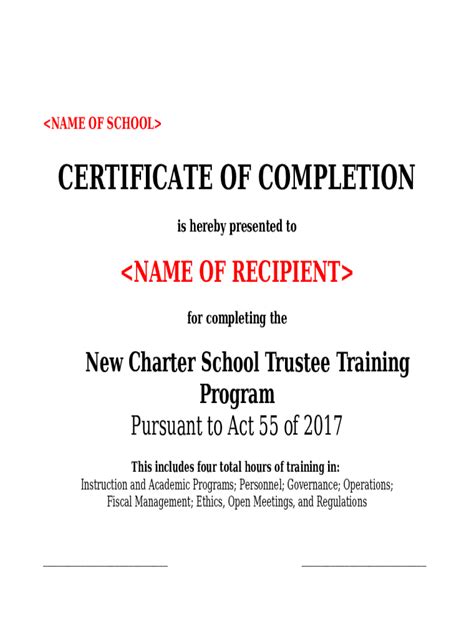 Trustee Training Program Certificate Template Doc Template Pdffiller