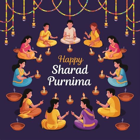 Happy Sharad Purnima Festival Celebration Art Background Vector Design