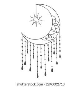 Line Art Moon Star On White Stock Vector Royalty Free