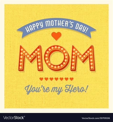 Happy Mothers Day Retro Light Bulb Letters Vector Image