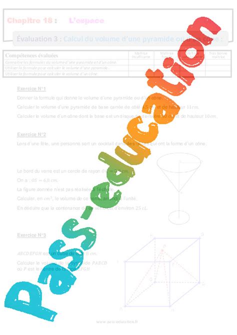 Calcul du volume dune pyramide ou dun cône 4ème Séquence complète