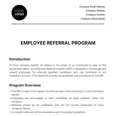 Free Employee Referral Program Hr Template To Edit Online