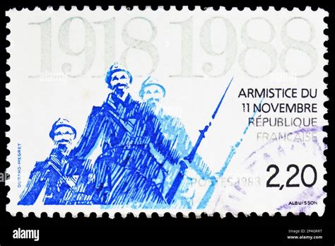Moscow Russia February 15 2023 Postage Stamp Printed In France