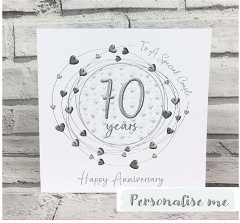 70th Wedding Anniversary Card Platinum Anniversary Personalised