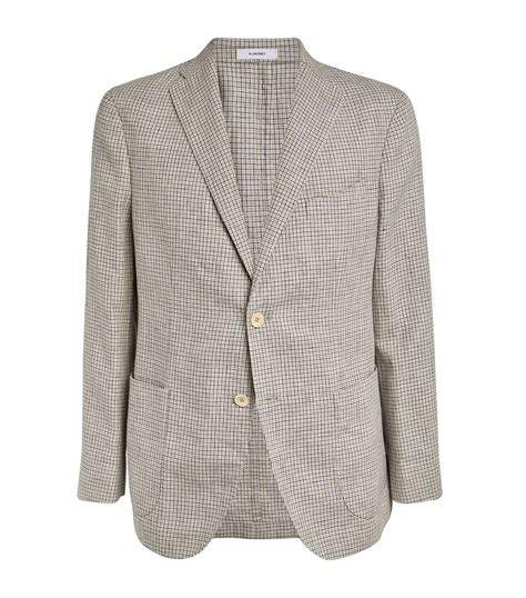 Boglioli Grey Linen Wool Check Blazer Harrods UK