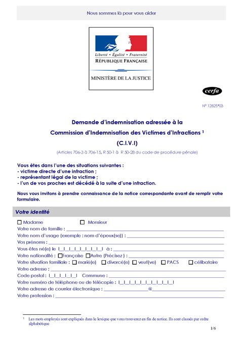 Demande dindemnisation adressée à la Commission dIndemnisation des