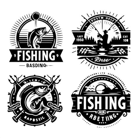 Set Of Fishing Emblems Labels Badges Logos Silhouette Vector Premium