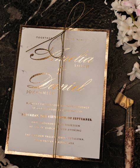 Luxury Gold Marble Wedding Invitations Glamour Golden Shine Wedding