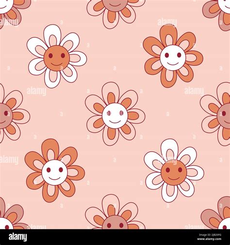 Retro S S Hippie Groovy Floral Naive Daisy Vector Seamless Pattern