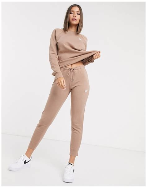 Nike Essentials Beige Slim Joggers Asos Beige Tracksuit Outfit Beigetracksuitoutfit