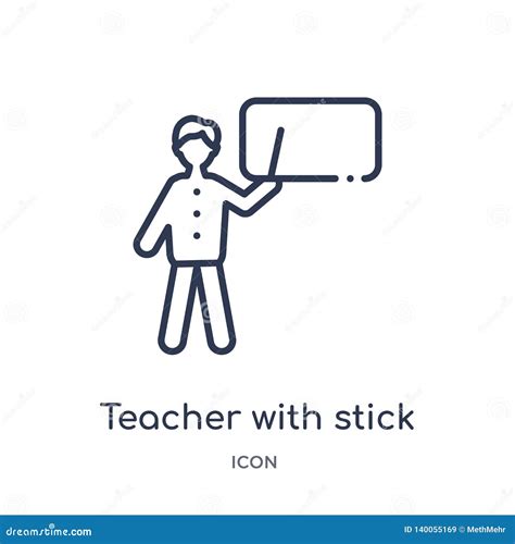 Linear Teacher With Stick Icon From Education Outline Collection Thin