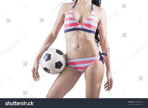 Woman Wearing Bikini Holding Ball Isolated Foto Stok 198623336 Shutterstock