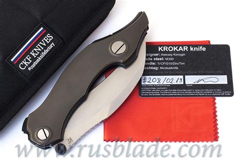 Ckf Krokar Raven Ti Knife Konygin Ti Zirc M390 Online Knives Store