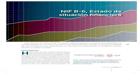 NIF B 6 Estado de situación financiera NIF C 6 Propiedades planta