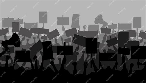 Premium Vector Crowd Of Protesters People Silhouettes Of People With