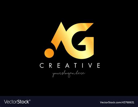 Golden gold ag letter logo design with creative Vector Image