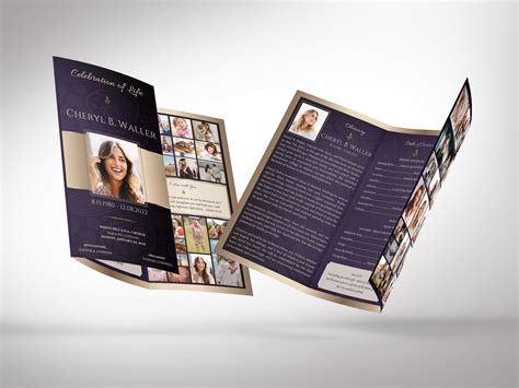 Purple Legal Trifold Funeral Program Canva Template By Godserv Designs