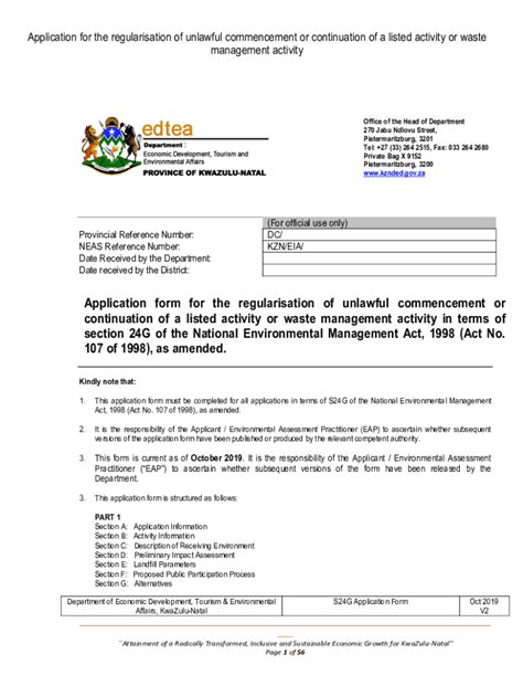 Fillable Online Nema Section 24g Application Form Western Cape