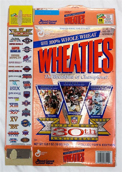 Vintage 1996 Wheaties Cereal Box Terry Bradshaw Bart Starr Troy Aikman