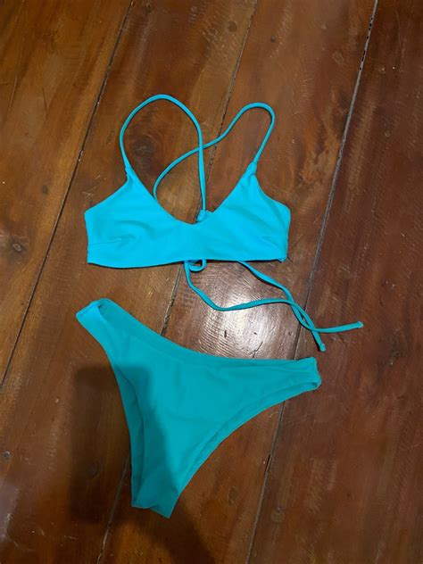 Blue Bikini Set Swimsuit Women S Fashion Swimwear Bikinis Swimsuits On Carousell