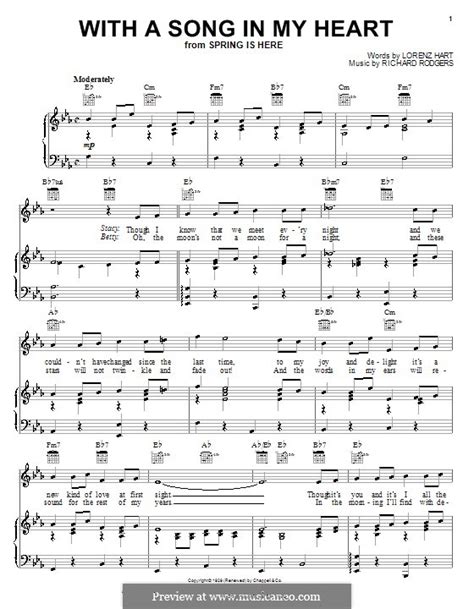 With A Song In My Heart By R Rodgers Sheet Music On Musicaneo