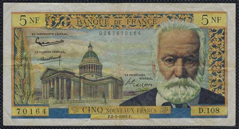 FRANCE 5 NOUVEAUX FRANCS VICTOR HUGO 2 5 1963 D 108 TTB Gonçalves