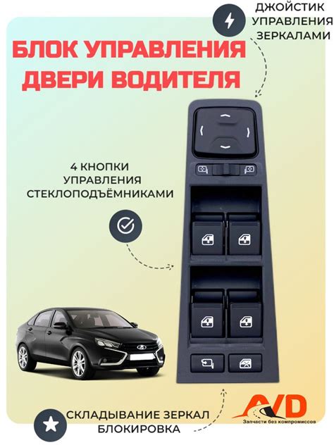 Блок управления стеклоподъемниками LADA Vesta Веста (4 кнопки, джойстик ...