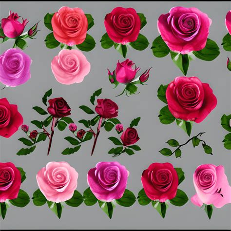 Burgundy And Pink Roses Clipart Elements Set Creative Fabrica