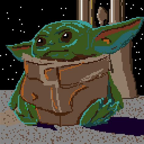 Baby Yoda Pixel Art Grid Easy