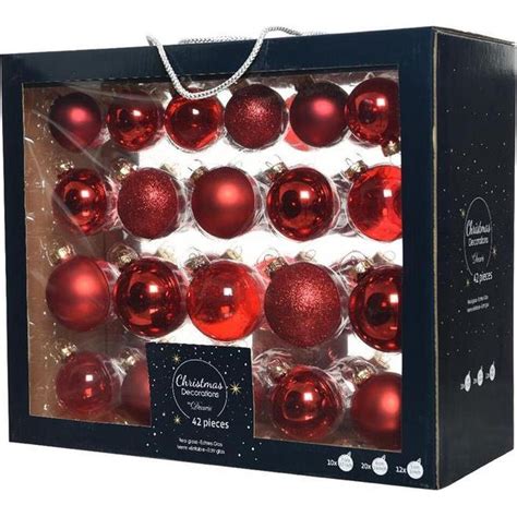 Decoris Kerstballen X Rood Glans Mat Glitter Mix Leen