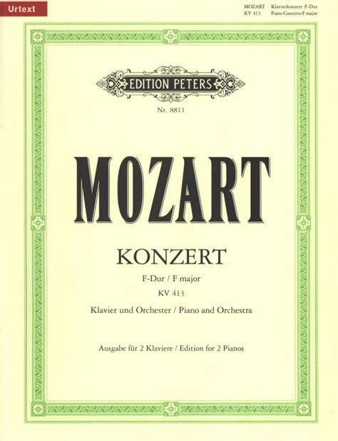 Konzert F R Klavier Und Orchester Nr F Dur Kv Von Wolfgang