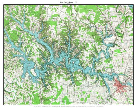 Tims Ford Lake 1972 Old Map Topo Custom Composite Usgs Reprint Etsy