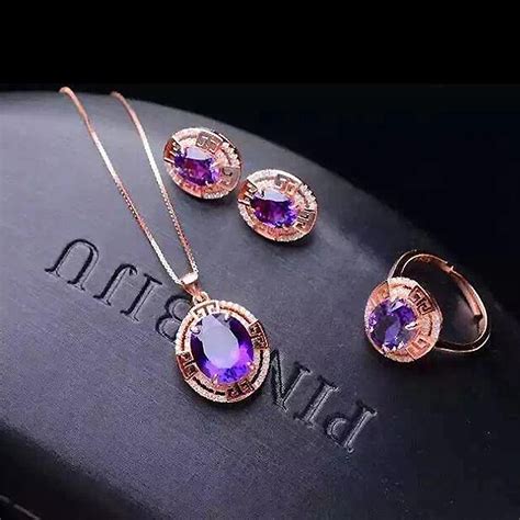 Natural Gemstone Jewelry Oval Amethyst Rose Gold Color Women 925 Silver