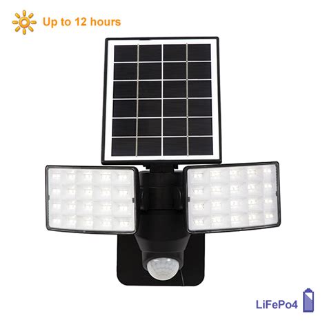 Taurus Black Outdoor Motion Sensor Solar Wall Flood Light