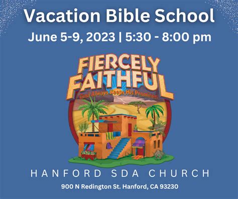 Vacation Bible School June 5 9 2023 Hanford Seventh Day Adventist